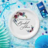 Assiettes En Carton Plaques de papier floral boho rouge (Fête)