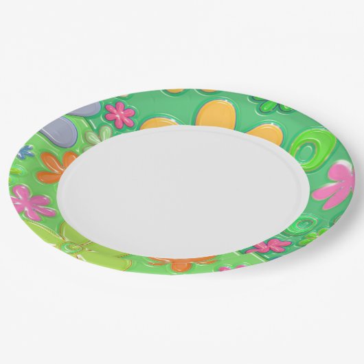 Assiettes En Carton Plaques de papier floral mignonnes (Angle)