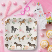 Assiettes En Carton Plaques de papier Floral pour cheval de campagne (Fête)