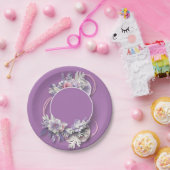 Assiettes En Carton Plaques de papier floral pourpre - Plaques de gâte (Fête)