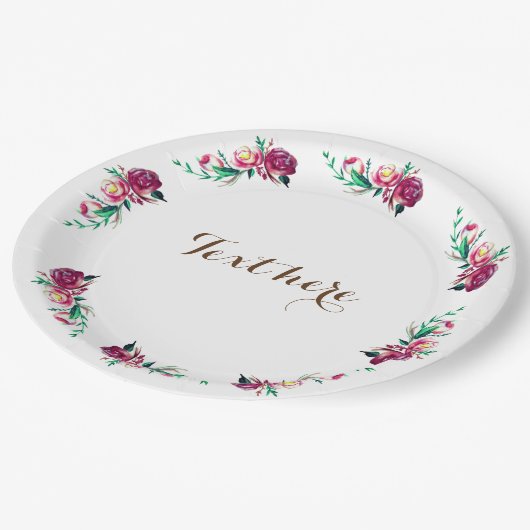 Assiettes En Carton Plaques de papier floral rustique sur mesure (Angle)