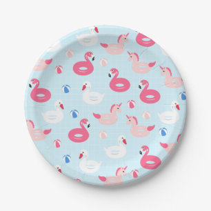 Assiettes En Carton Plaques de papier flottant Unicorn Pool