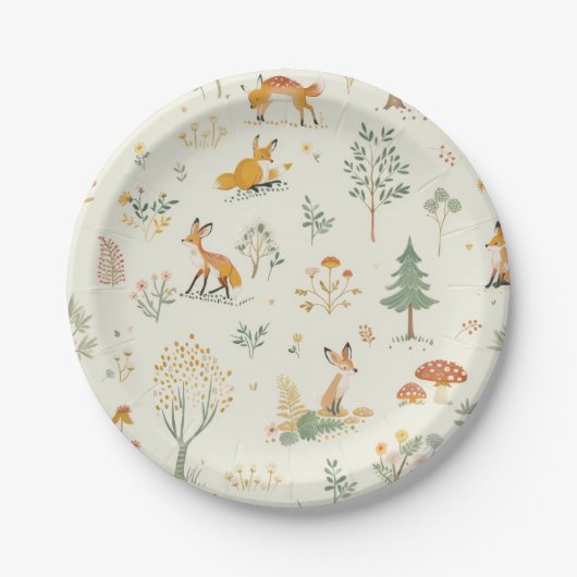 Assiettes En Carton "Plaques de papier Foxy Forest" (Devant)