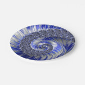 Assiettes En Carton Plaques de papier fractal bleu Abstrait (Angle)