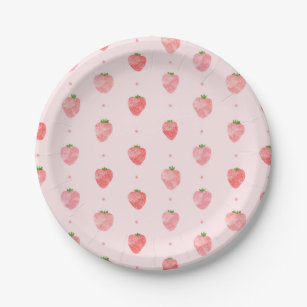 Assiettes En Carton Plaques de papier fraise   Berry aquarelle