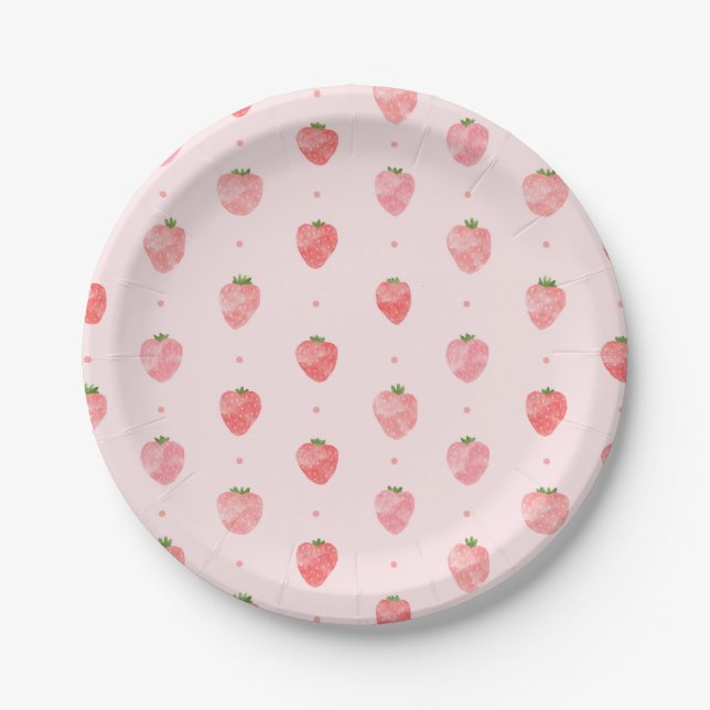 Assiettes En Carton Plaques de papier fraise | Berry aquarelle (Devant)