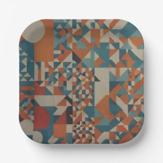 Assiettes En Carton Plaques de papier géométrique modernes
