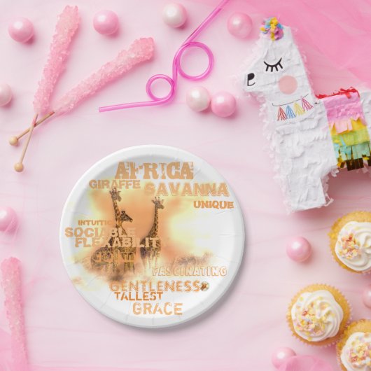 Assiettes En Carton Plaques de papier Giraffes uniques 7" (Fête)