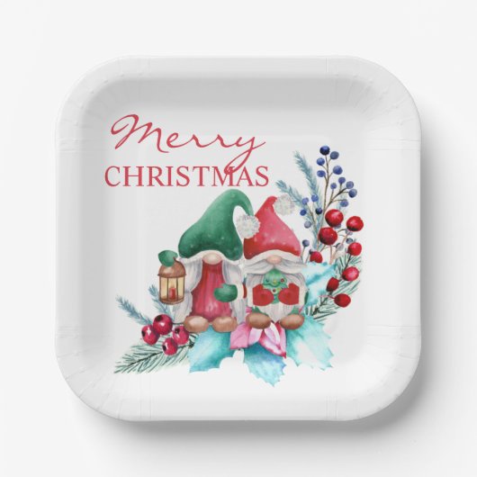 Assiettes En Carton Plaques de papier glacé de Noël mignonnes scandina (Recto)
