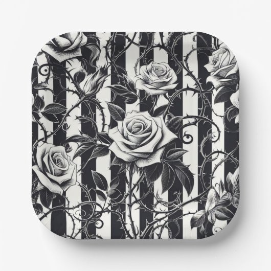 Assiettes En Carton Plaques de papier, Goth, Mariage, Halloween (Recto)