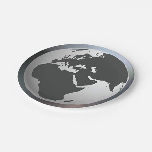 Assiettes En Carton Plaques de papier Gray Earth Globe (Angle)
