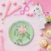 Assiettes En Carton Plaques de papier, Grille verte rose rose rose flo (Fête)