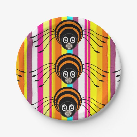 Assiettes En Carton Plaques de papier Halloween, Araignée (Devant)