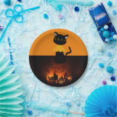 Assiettes En Carton Plaques de papier Halloween, Chat noir (Fête)