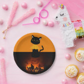 Assiettes En Carton Plaques de papier Halloween, Chat noir (Fête)
