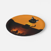 Assiettes En Carton Plaques de papier Halloween, Chat noir (Angle)