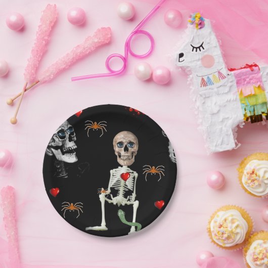 Assiettes En Carton Plaques de papier Halloween, Squelette (Fête)