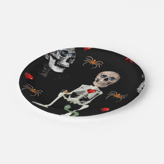 Assiettes En Carton Plaques de papier Halloween, Squelette (Angle)