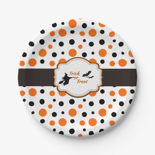 Assiettes En Carton Plaques de papier Hallowen pois 7 po (Devant)