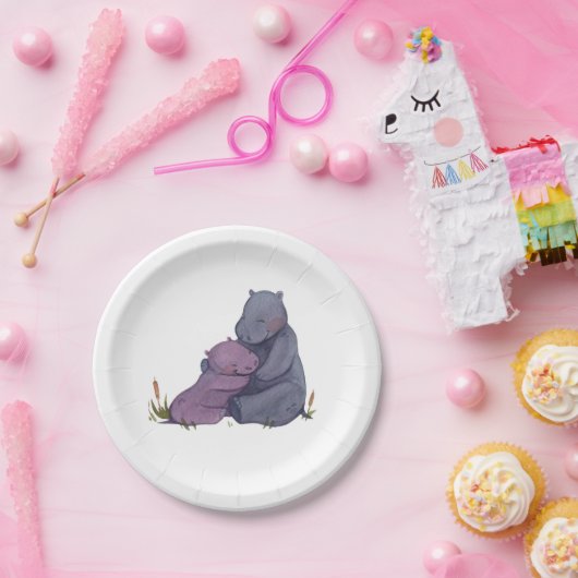 Assiettes En Carton Plaques de papier Hippo Babyshower (Fête)
