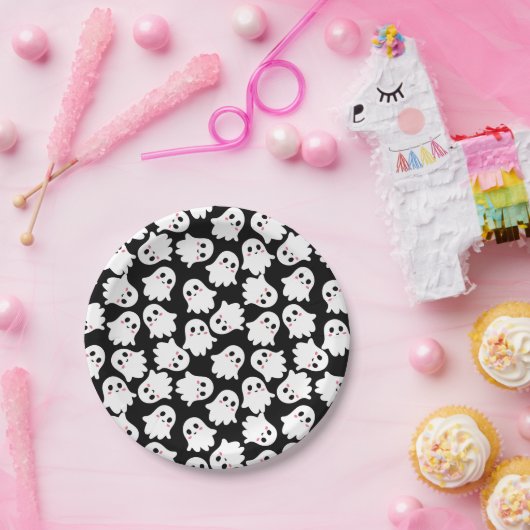 Assiettes En Carton plaques de papier imprimées avec de mignons fantôm (Fête)