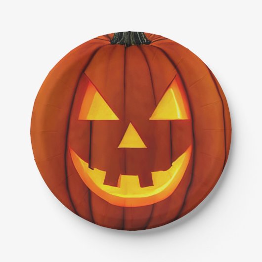 Assiettes En Carton Plaques de papier Jack-O-Lantern (Devant)
