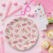 Assiettes En Carton Plaques de papier jetables romantiques rose rose r (Fête)