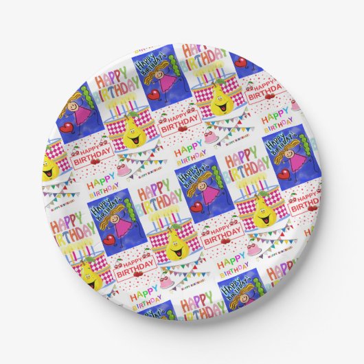 Assiettes En Carton Plaques de papier, Joyeux anniversaire (Devant)