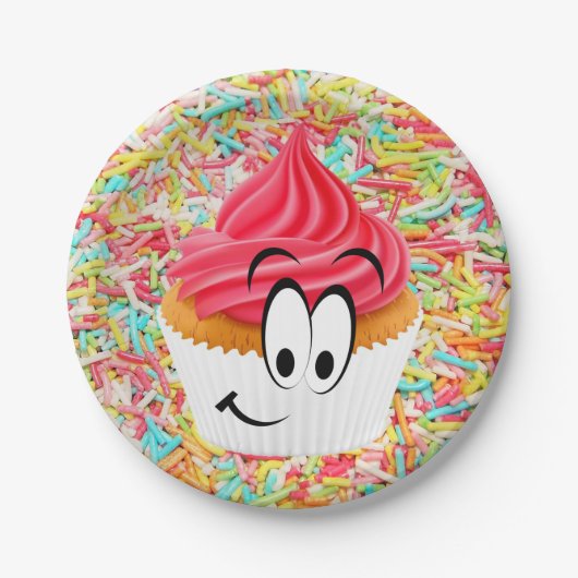 Assiettes En Carton Plaques de papier, Joyeux Sprinkings de gâteau d'a (Devant)