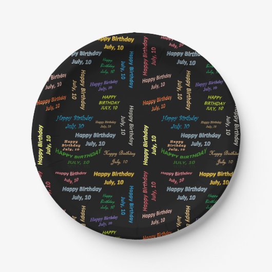 Assiettes En Carton Plaques de papier Juillet, 10 Anniversaire (Devant)