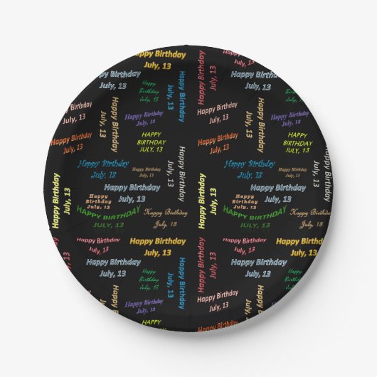 Assiettes En Carton Plaques de papier Juillet, 13 Anniversaire (Devant)