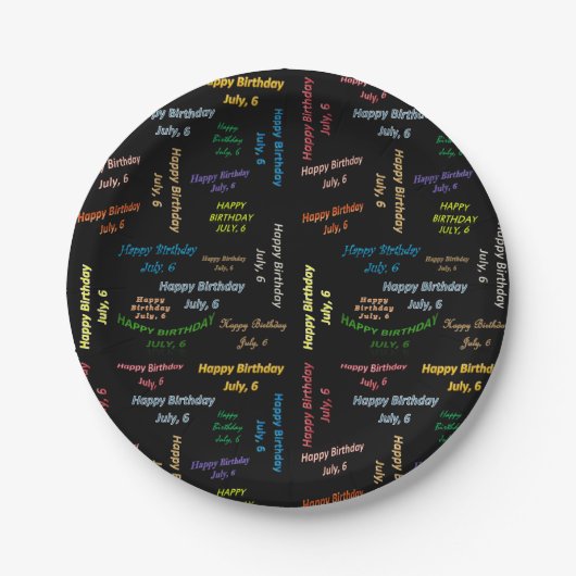 Assiettes En Carton Plaques de papier Juillet, 6 Anniversaire (Devant)