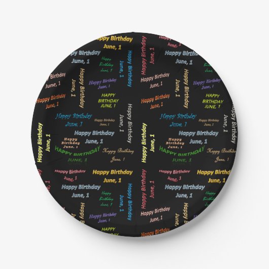 Assiettes En Carton Plaques de papier Juin, 1er Anniversaire (Devant)