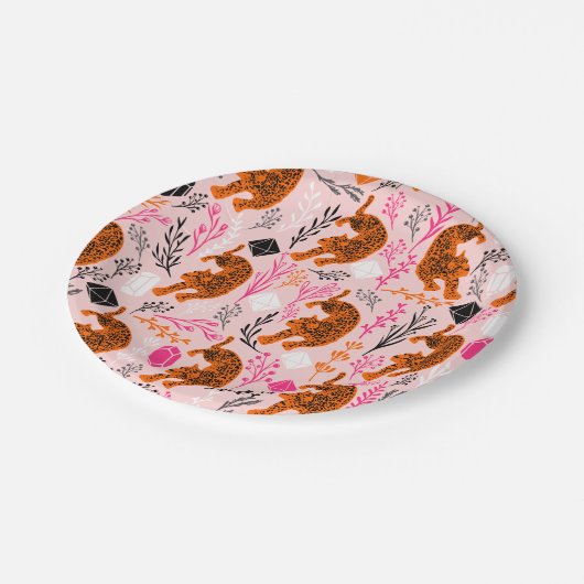 Assiettes En Carton Plaques de papier Leopard (Angle)