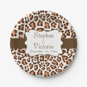 Assiettes En Carton Plaques de papier Leopard Brown Tan Cream personna