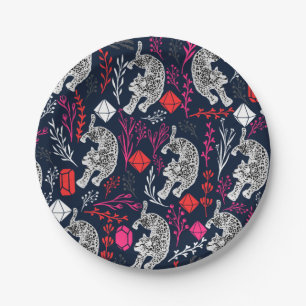 Assiettes En Carton Plaques de papier léopard de neige