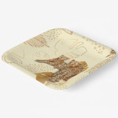 Assiettes En Carton Plaques de papier léopard feuille en or jaune (Angulaire)