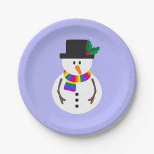 Assiettes En Carton Plaques de papier LGBT+ Pride Snowman