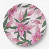 Assiettes En Carton Plaques de papier Lily à floraison rose (Devant)