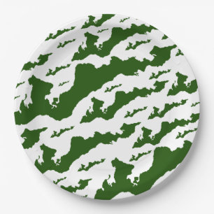 Assiettes En Carton Plaques de papier logo Fishers Island - Vert/Blanc