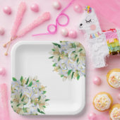 Assiettes En Carton Plaques de papier-Lys blancs (Fête)