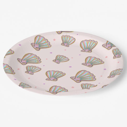 Assiettes En Carton Plaques de papier Magical Shell-e-bration (Angle)