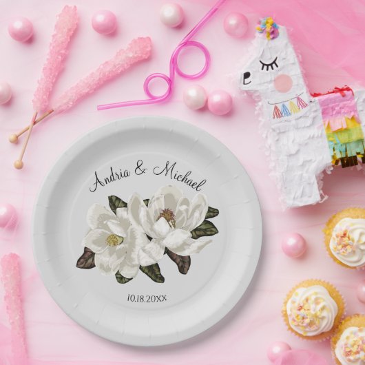 Assiettes En Carton Plaques de papier Magnolia en fleurs (Fête)