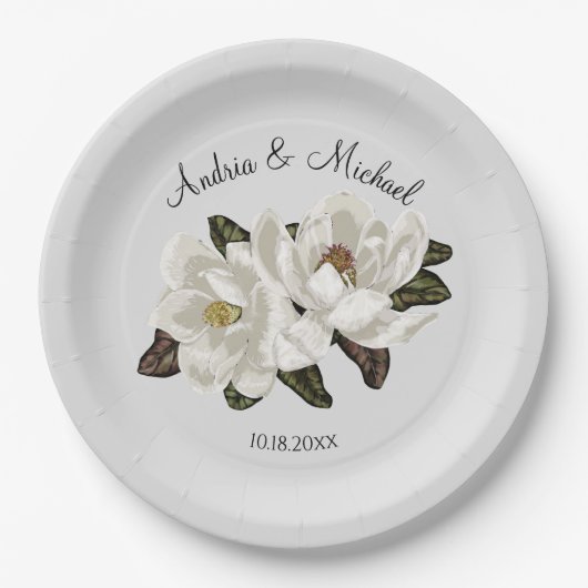 Assiettes En Carton Plaques de papier Magnolia en fleurs (Devant)