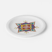 Assiettes En Carton Plaques de papier Mandala rose-jaune (Angle)