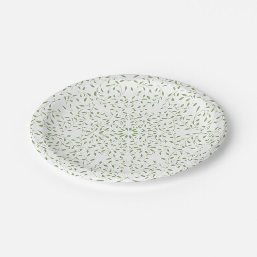 Assiettes En Carton Plaques de papier Mandala vert (Angle)