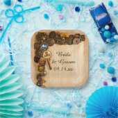 Assiettes En Carton Plaques de papier Mariage à boutons rustiques (Fête)