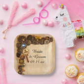 Assiettes En Carton Plaques de papier Mariage à boutons rustiques (Fête)