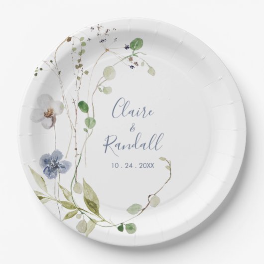 Assiettes En Carton Plaques de papier Mariage à fleurs de forêt sauvag (Devant)