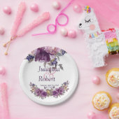 Assiettes En Carton Plaques de papier mariage à fleurs violette (Fête)